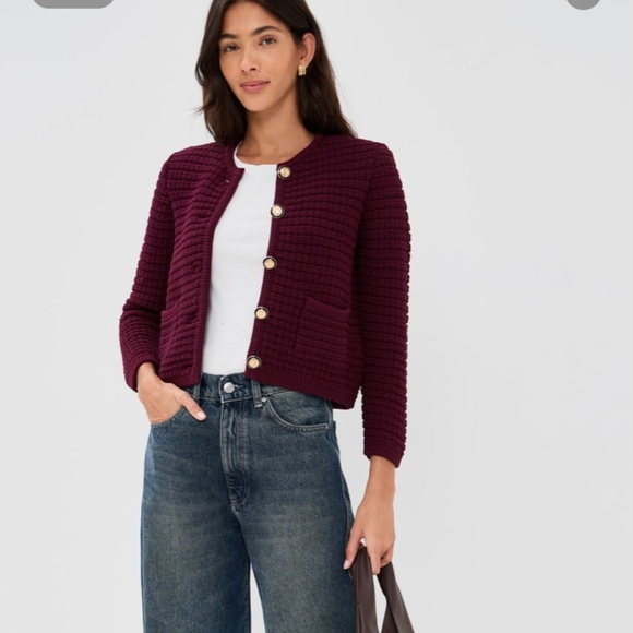 NEW Ba&sh Gaspard Cardigan Sweater - Bordeaux  - medium - New With Tags - Picture 2 of 7